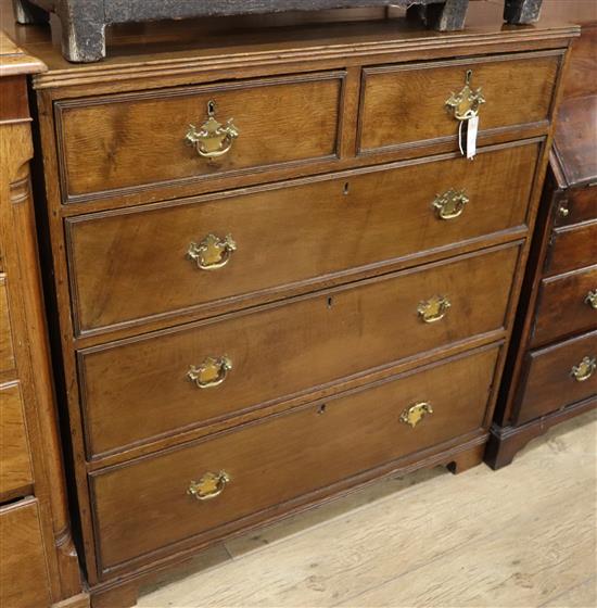 A George III oak five drawer chest W.101cm